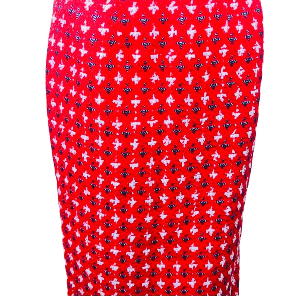 Doncaster multicolored red, white, black & silver metallic thread skirt suit szM - Picture 12 of 15